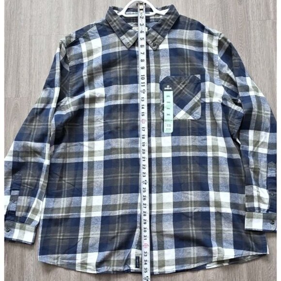 Magellan Outdoors Canyon Creek Plaid Flannel Shirt Blue Green Cotton 3XL - Picture 2 of 8